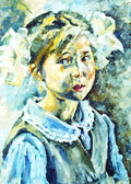 Девочка с бантом. Х., м. 64 x 46. 1992.
