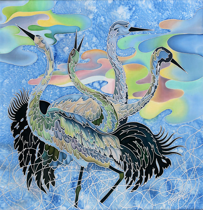 Cranes. Batik. 90 x 91. 2007.